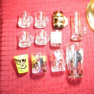 ~~~ COLLECTION of 10 Various Size SHOT GLASSES /1 Glass ~~~ Travel Treasures~~~